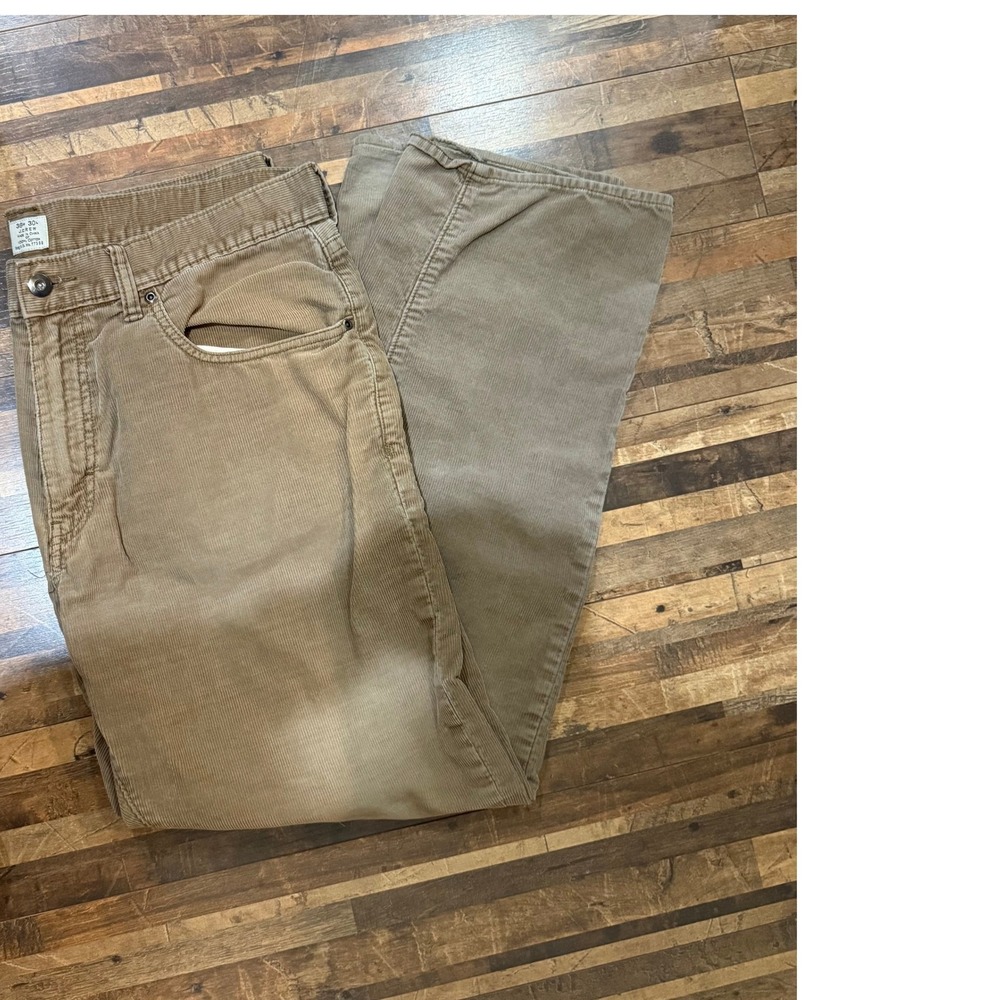 Mens J. Crew Straight Leg Corduroy Pants 36x30 Tan Cotton Casual Trousers - Picture 1 of 8